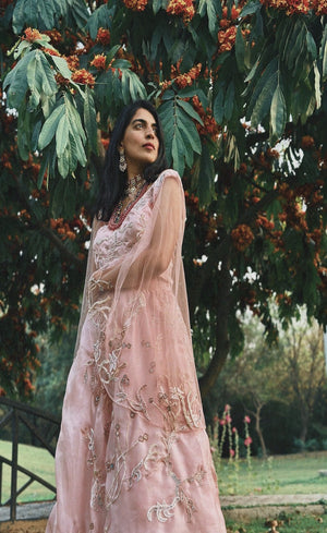 Stylish peach pink skirt and top