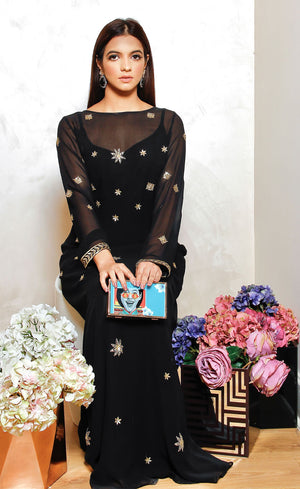 This gown exudes just the perfect amount of bling for your special evening.