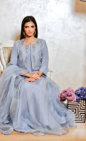 A regal silhouette in pure silk organza re defining Indian fashion modern designs.