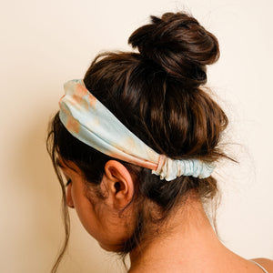 Mulberry Silk Knotted Headband - Marble-Blue