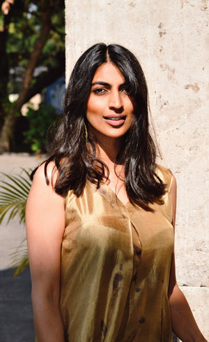 Floral Eco-Printed Angrakha with Green Pants