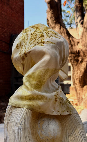 Bright Classic Eco-Printed Silk Foulard