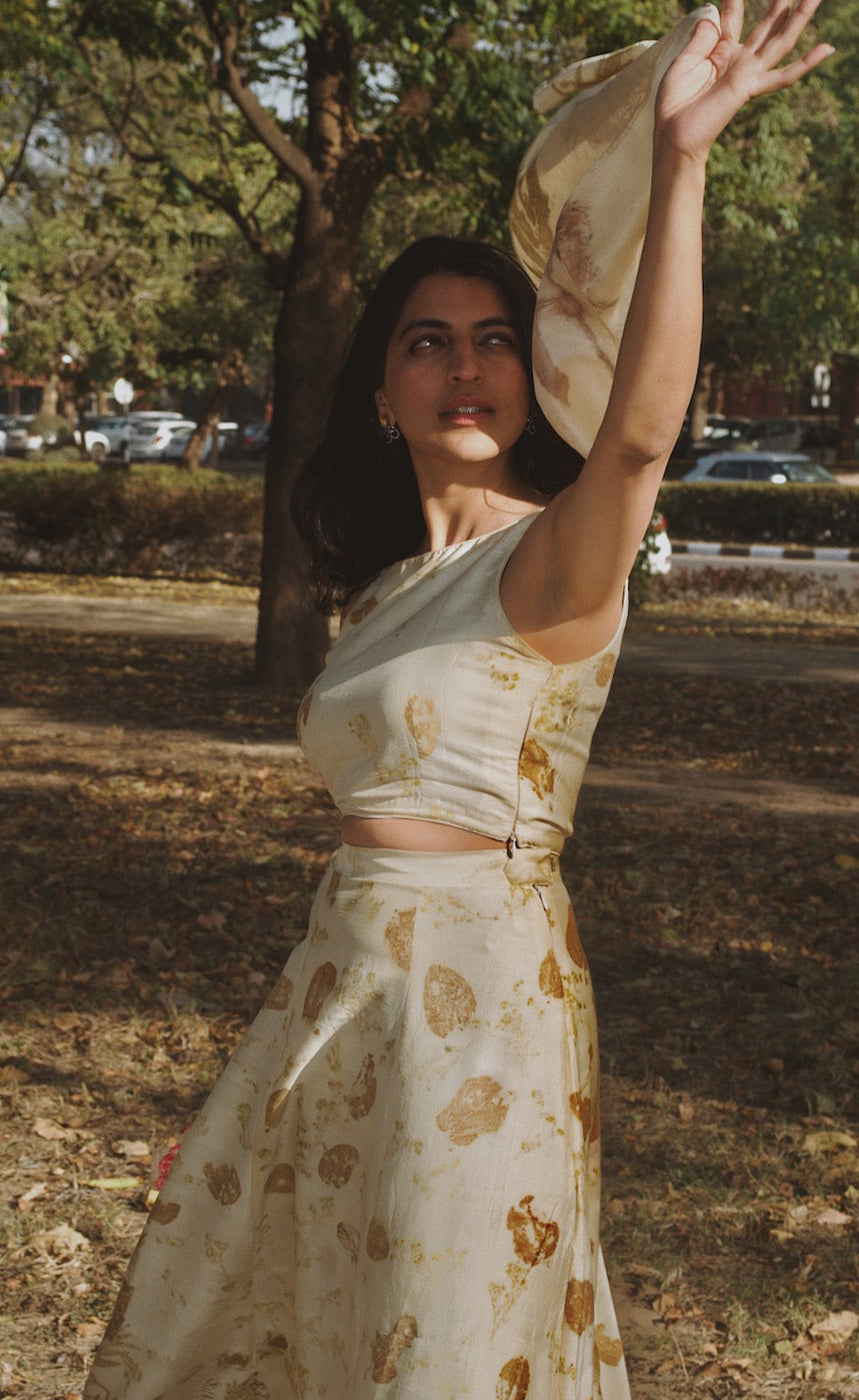 Eco Printed Panelled Skirt Set