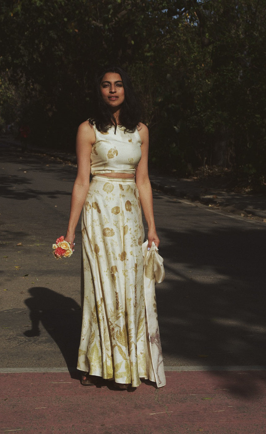 Eco Printed Panelled Skirt Set