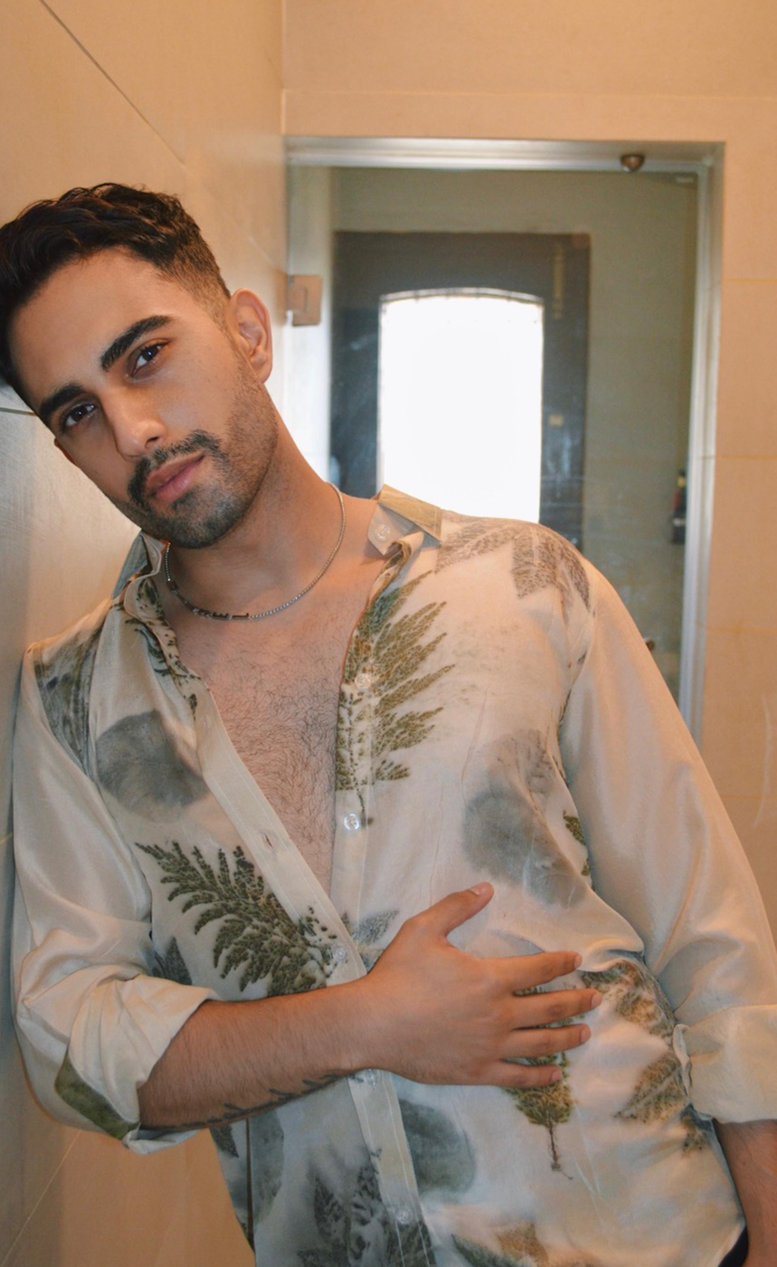 Eco printed unisex silk shirt