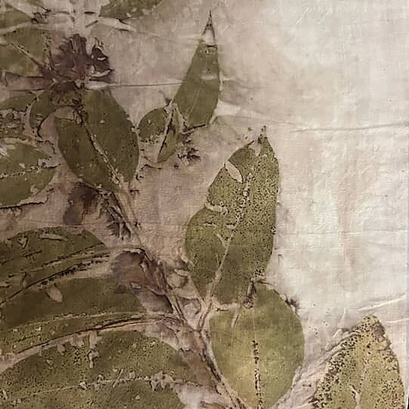 Close-up of textured paper with leaf patterns