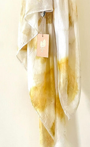 Yellow Tube Roses Eco-Printed Scarf