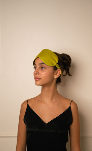 Mulberry Silk Sleeping Eye Mask - Lime Green