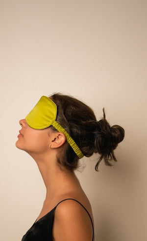 Mulberry Silk Sleeping Eye Mask - Lime Green