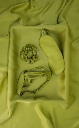 Mulberry Silk Sleeping Eye Mask - Lime Green