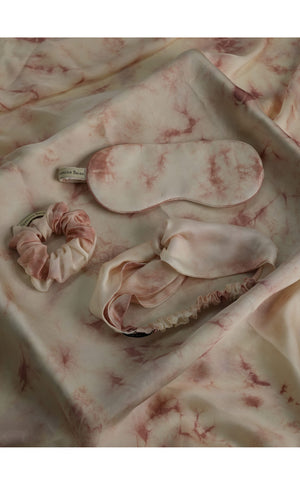 Mulberry Silk Sleeping Eye Mask - Marble-Rust