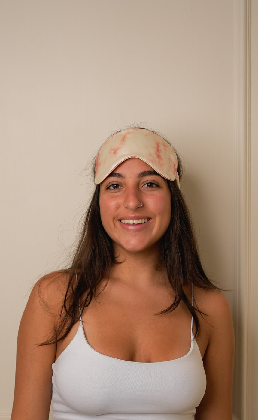 Mulberry Silk Sleeping Eye Mask - Marble-Rust