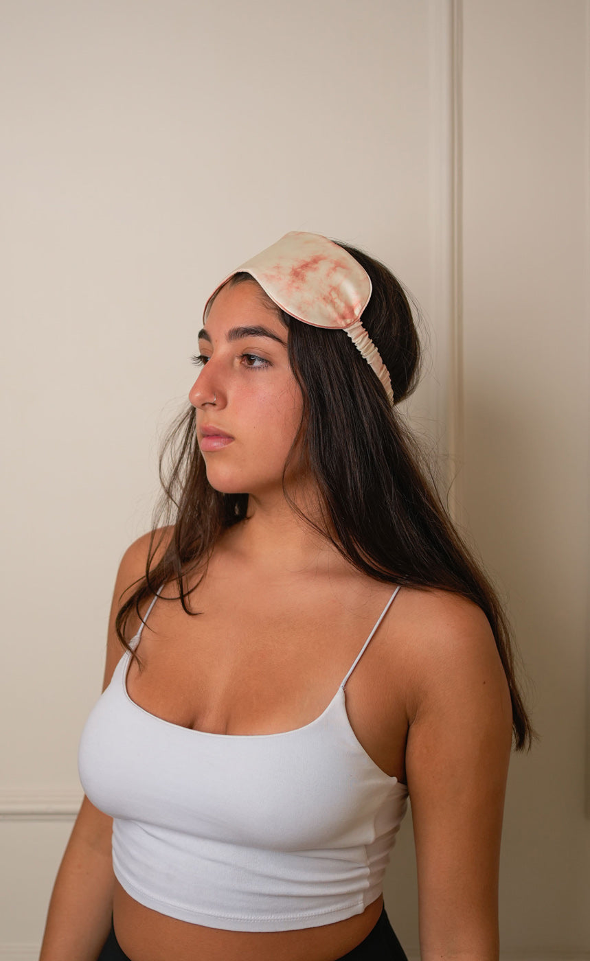 Mulberry Silk Sleeping Eye Mask - Marble-Rust