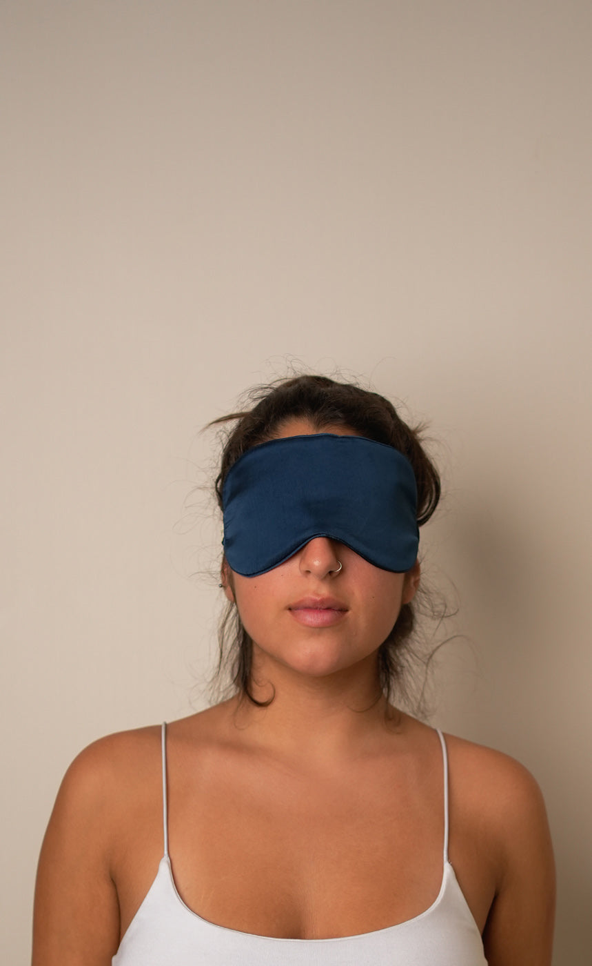 Mulberry Silk Sleeping Eye Mask - Midnight-Blue