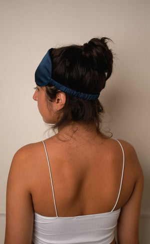 Mulberry Silk Sleeping Eye Mask - Midnight-Blue