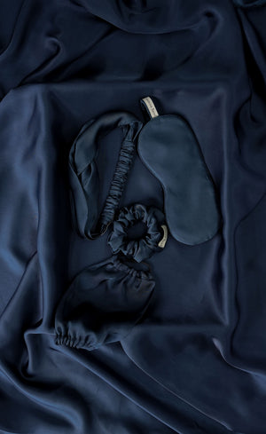 Mulberry Silk Sleeping Eye Mask - Midnight-Blue