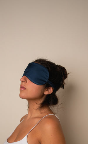 Mulberry Silk Sleeping Eye Mask - Midnight-Blue