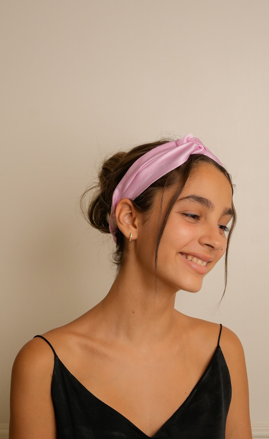 Mulberry Silk Knotted Headband - Candy-Pink