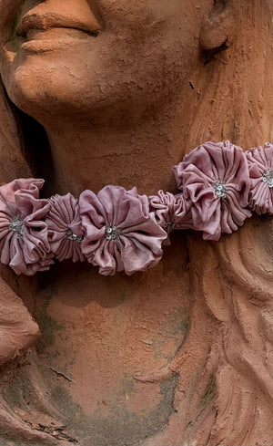 Recycled Eco Printed Flower Choker - Pink
