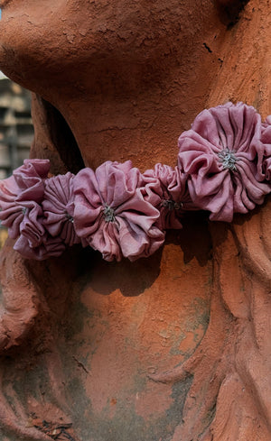 Recycled Eco Printed Flower Choker - Pink