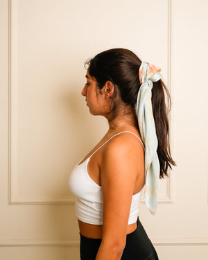 Mulberry Silk Head Scarf - Marble Blue Head Scarf