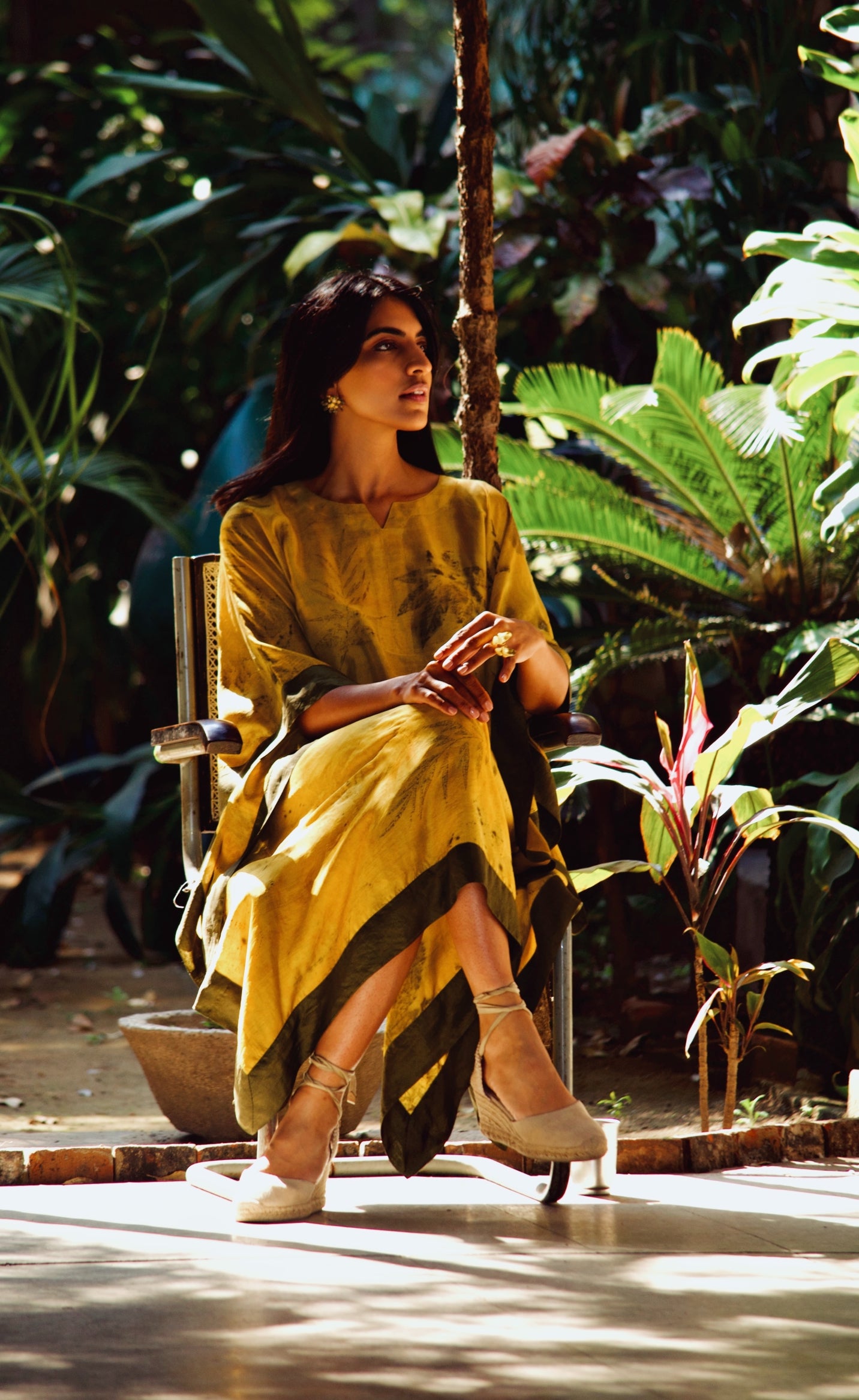 Turmeric Bordered Eco-Printed Kaftan
