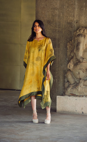 Turmeric Bordered Eco-Printed Kaftan