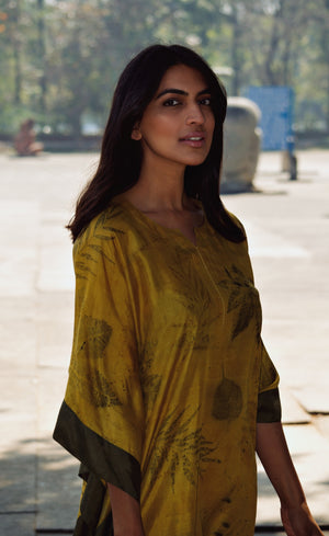 Turmeric Bordered Eco-Printed Kaftan