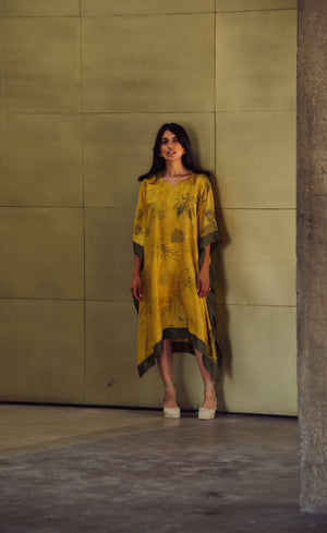 Turmeric Bordered Eco-Printed Kaftan