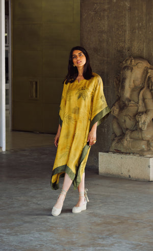 Turmeric Bordered Eco-Printed Kaftan