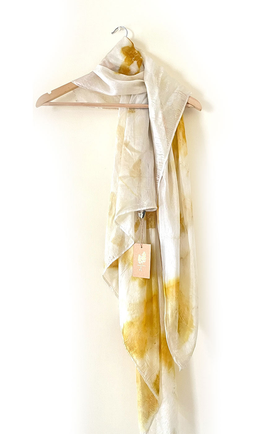 Yellow Tube Roses Eco-Printed Scarf