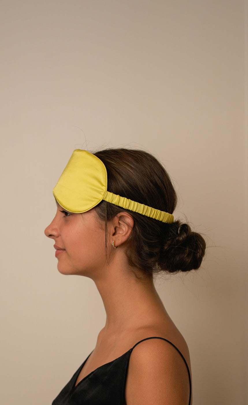 Mulberry Silk Sleeping Eye Mask - Lemon-Yellow