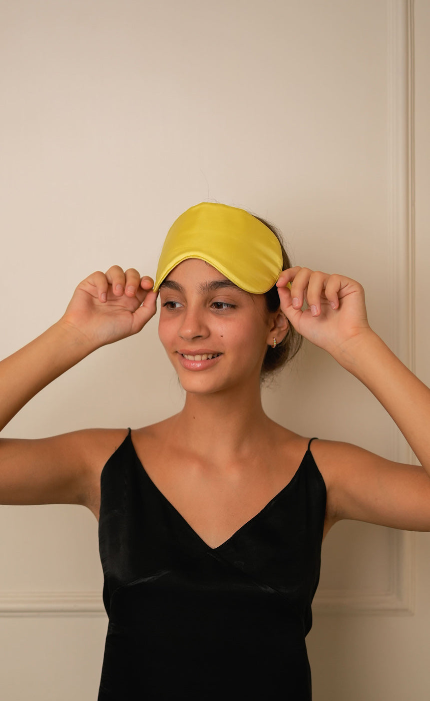 Mulberry Silk Sleeping Eye Mask - Lemon-Yellow