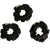 Mulberry Silk Ruffled Hair Scrunchies (Pack Of 3) - Black