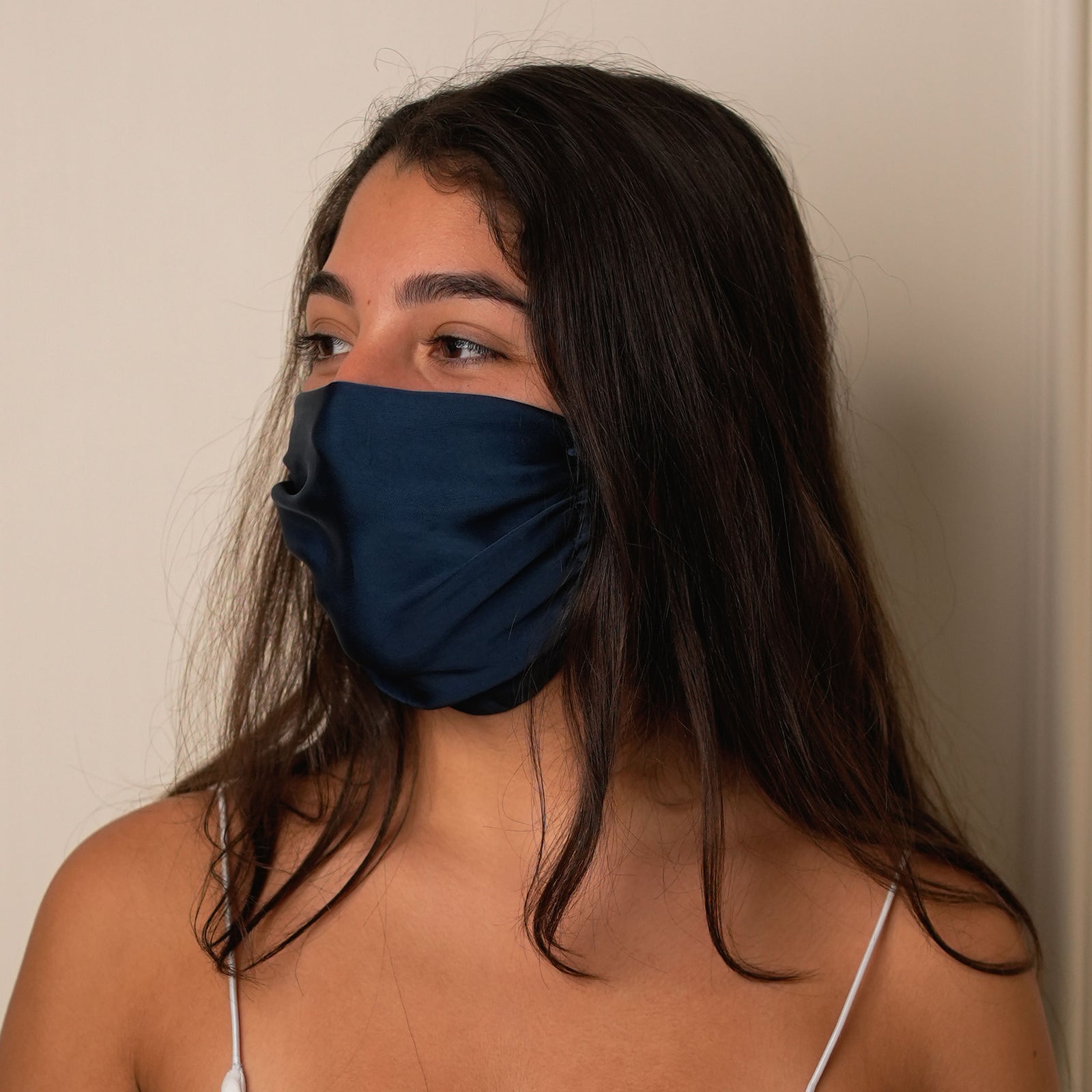 Mulberry Silk Adjustable Face Mask - Midnight-Blue