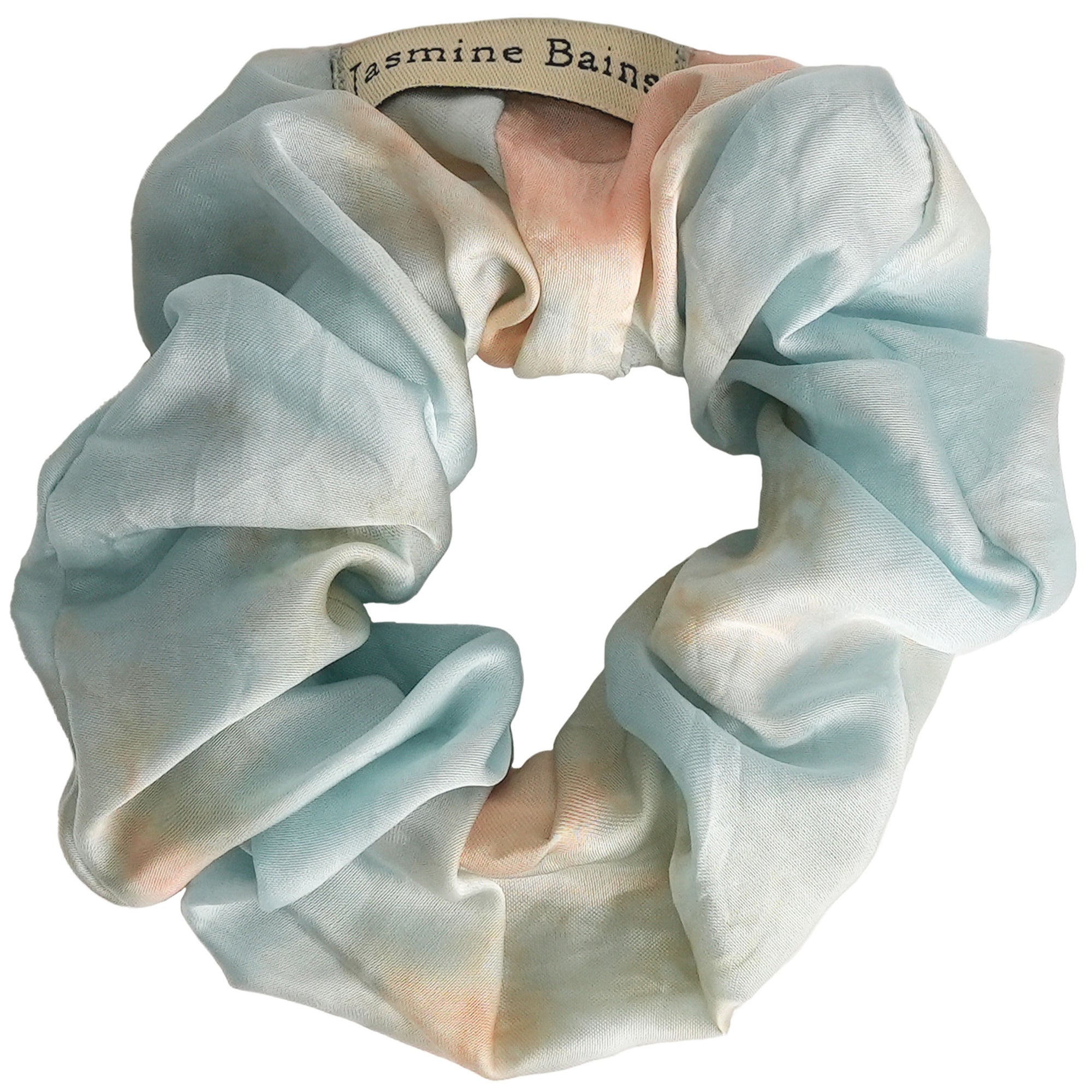 Mulberry Silk Ruffled Hair Scrunchie - Marble-Blue