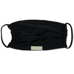 Mulberry Silk Adjustable Face Mask (Black)+ Coordinating Ruffled Silk Scrunchie (Set of 2)