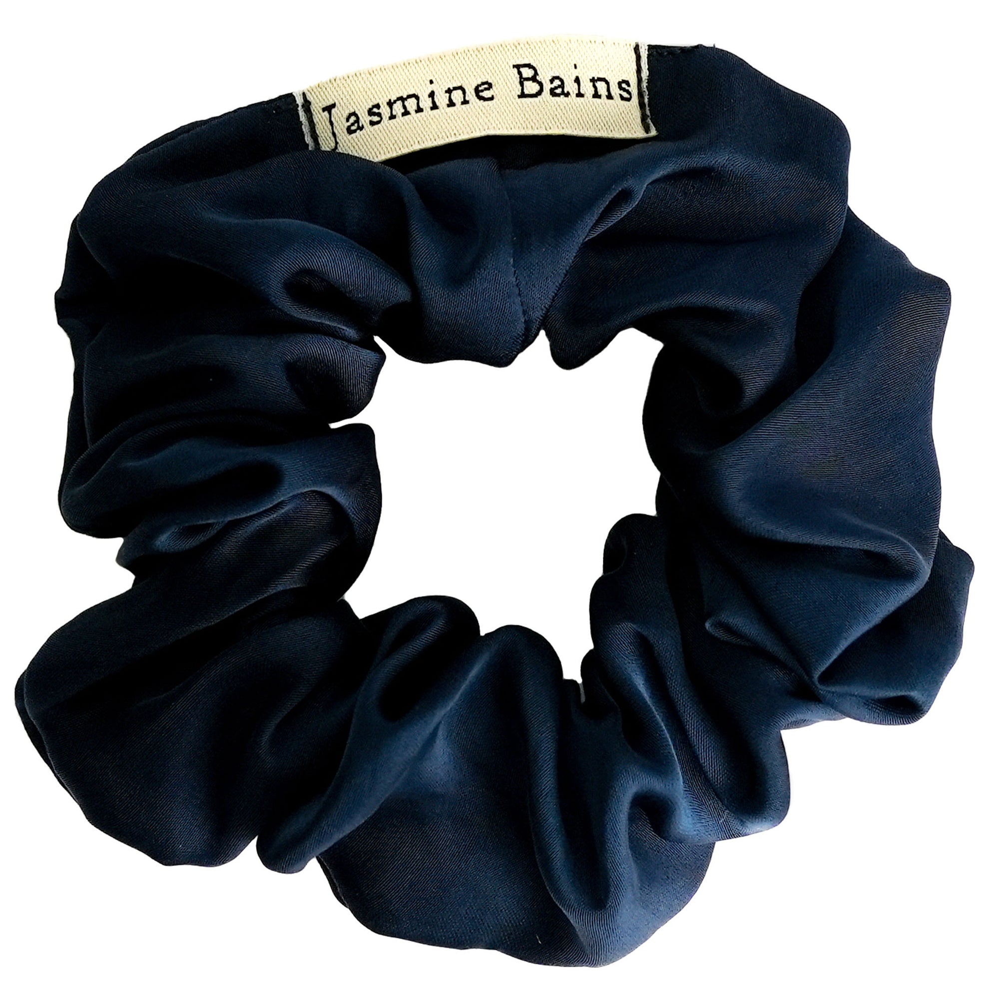 Mulberry Silk Ruffled Hair Scrunchie - Midnight-Blue