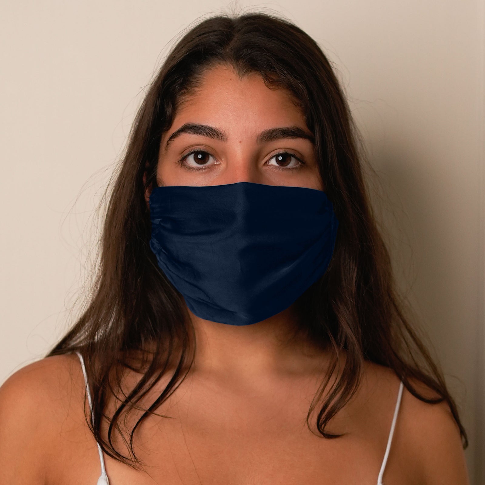 Mulberry Silk Adjustable Face Mask - Midnight-Blue