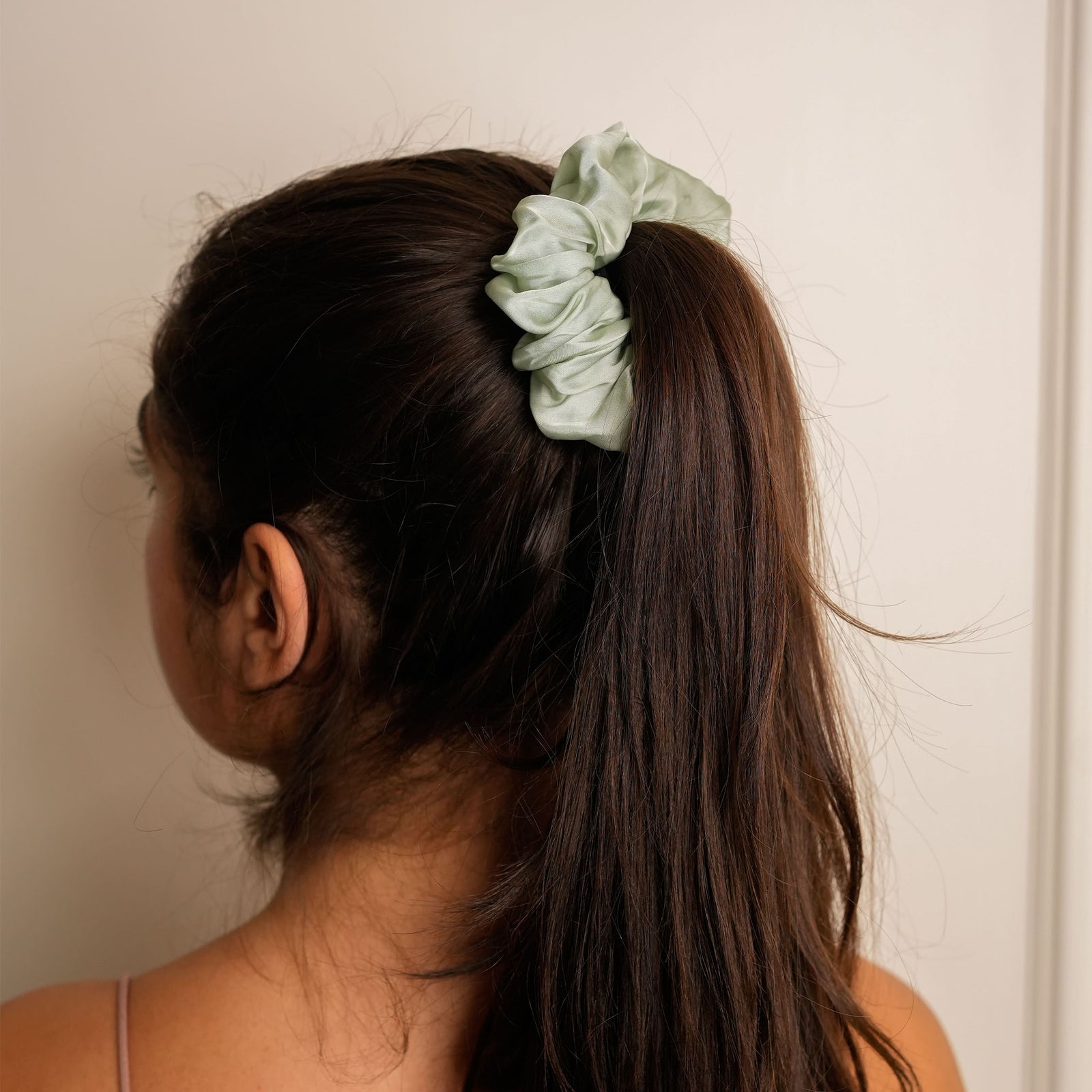 Mulberry Silk Scrunchy in Aqua-Green
