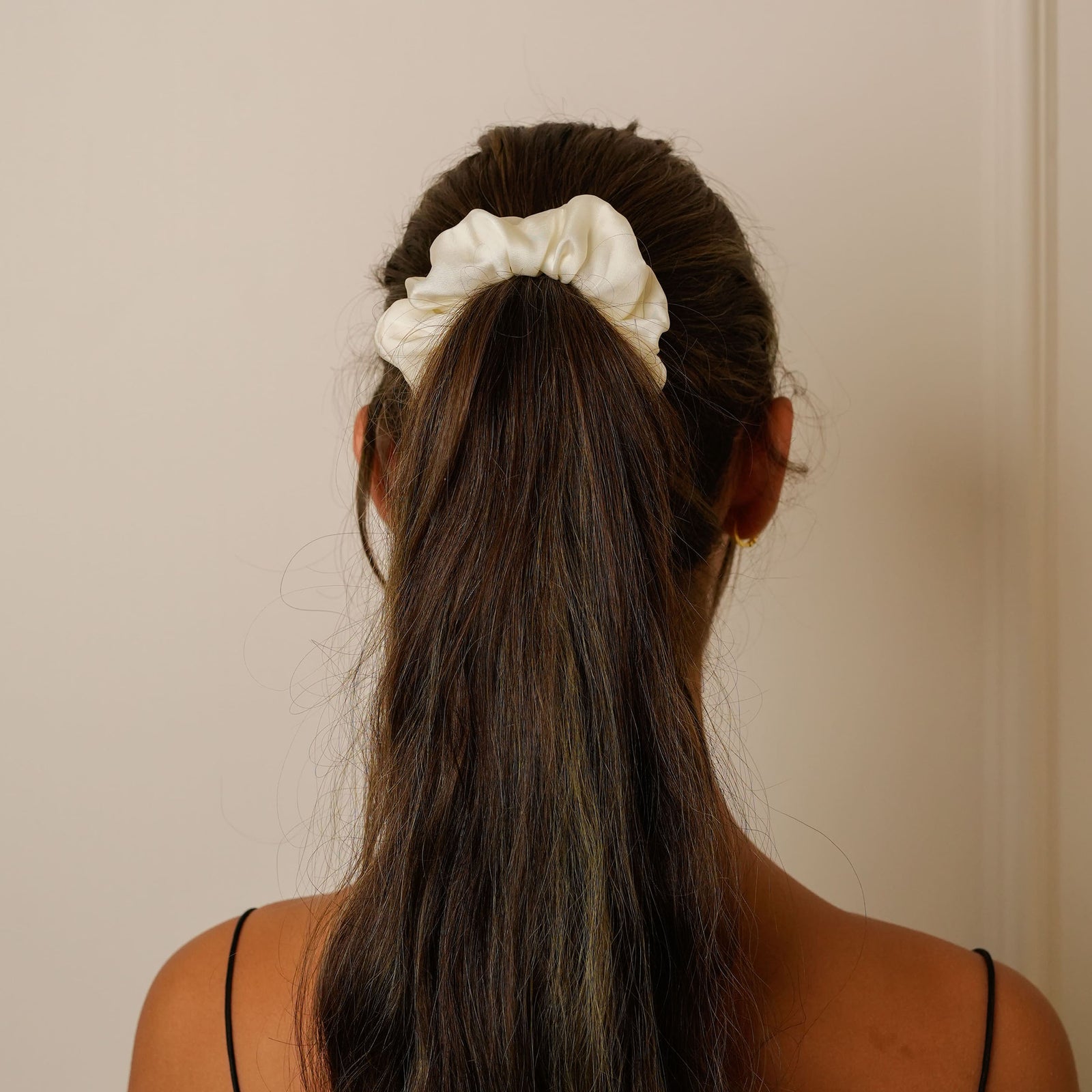 Mulberry Silk Ruffled Hair Scrunchie - Ivory