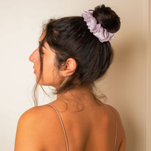 Mulberry Silk Ruffled Hair Scrunchie - Lavender