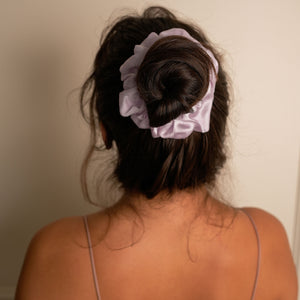 Mulberry Silk Ruffled Hair Scrunchie - Lavender