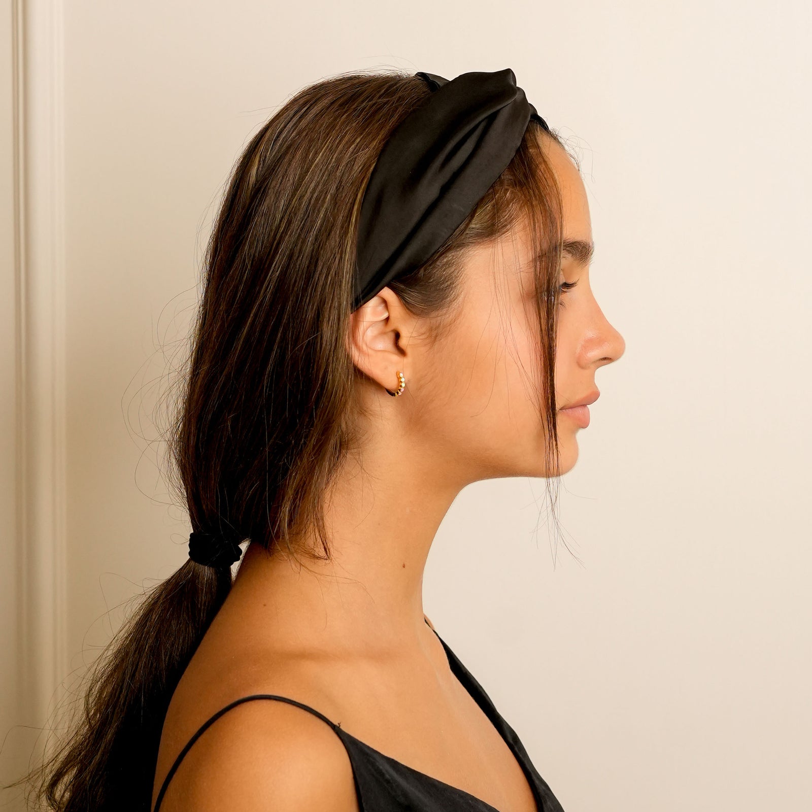 Mulberry Silk Knotted Headband - Black