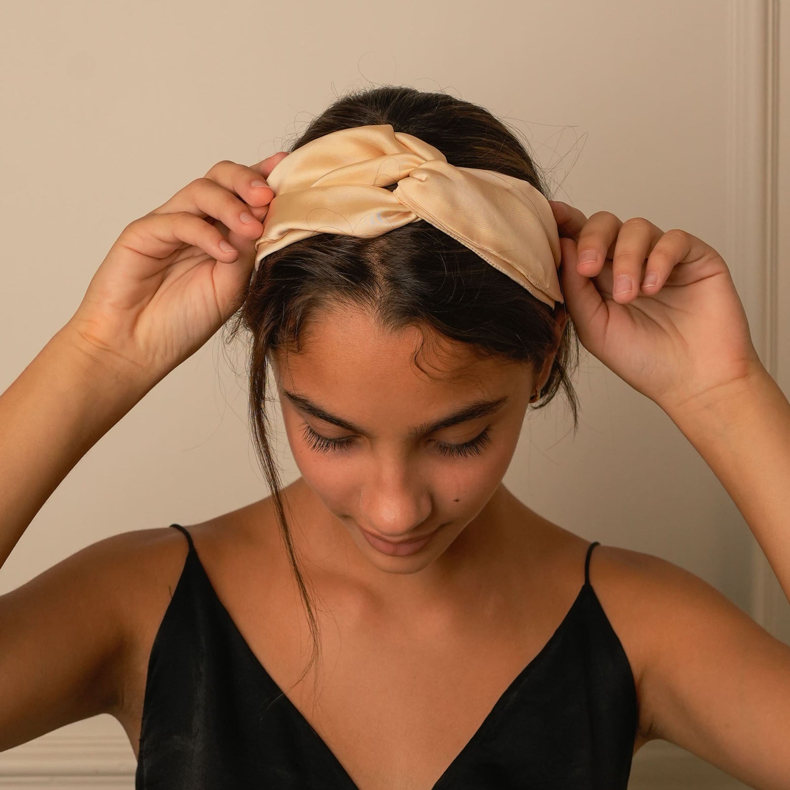 Mulberry Silk Knotted Headband - Creamy-Beige