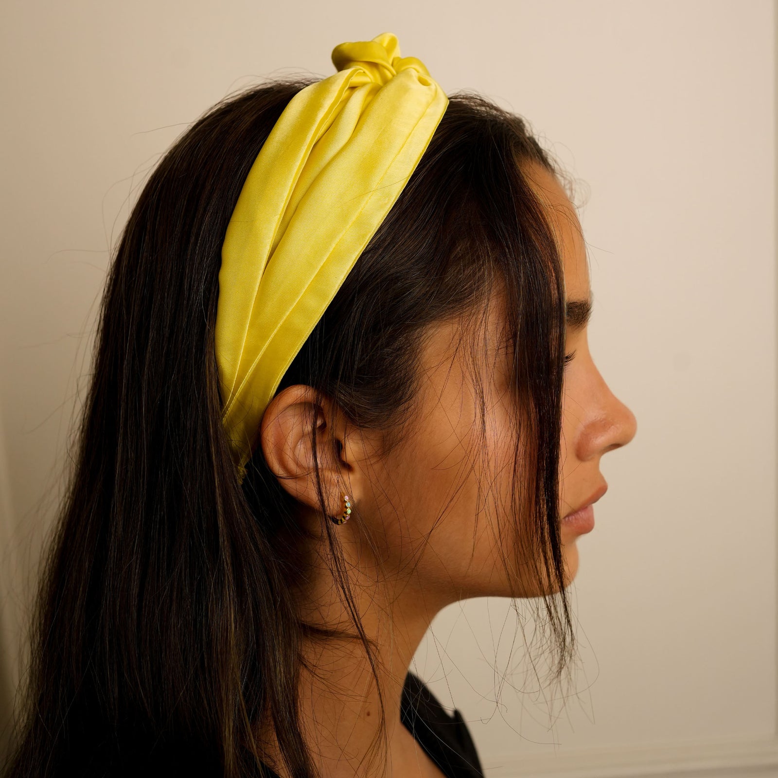 Mulberry Silk Knotted Headband - Lemon-Yellow