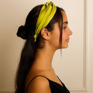 Mulberry Silk Knotted Headband - Lime-Green