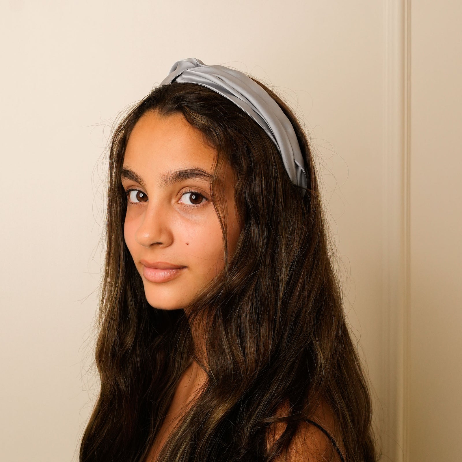 Mulberry Silk Knotted Headband - Steel-Grey