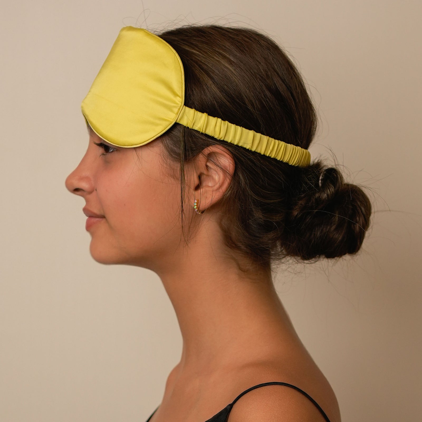 Mulberry Silk Sleeping Eye Mask - Lemon-Yellow