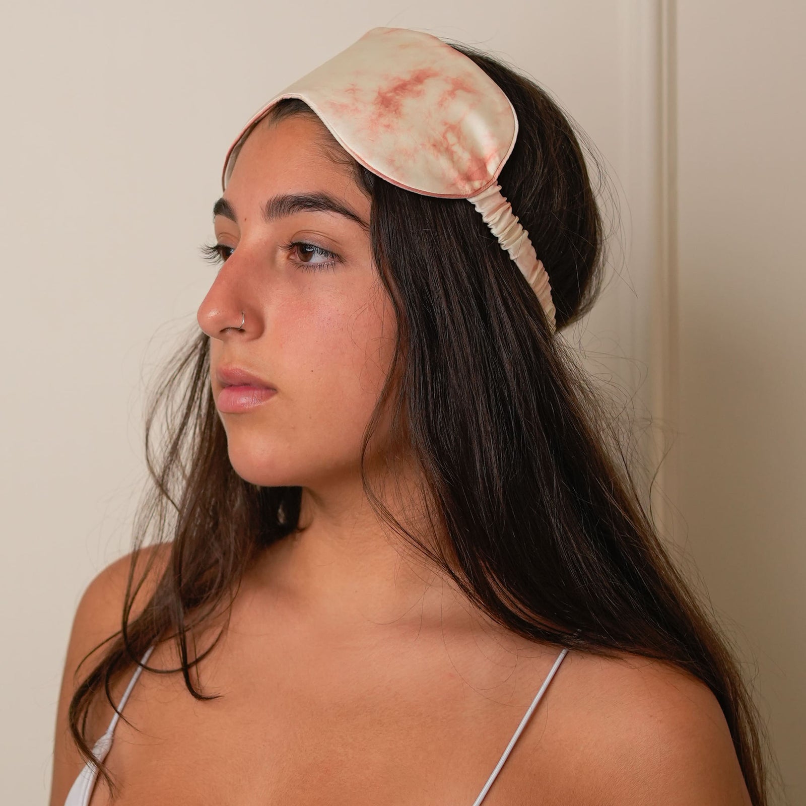 Mulberry Silk Sleeping Eye Mask - Marble-Rust
